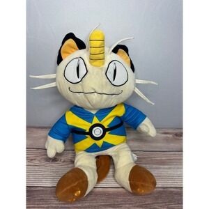 Pokemon‎ Meowth Plush Toy Blue Yellow Hoodie Stuffed Animal Toy